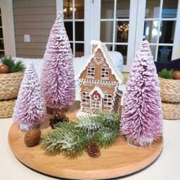 Frosted Pink Mini Christmas Tree Bottle Brush Tree - thumbnail 2