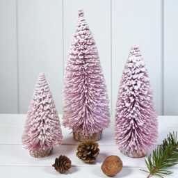Frosted Pink Mini Christmas Tree Bottle Brush Tree - thumbnail 3