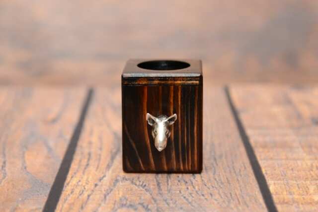 Bull Terrier - Wooden Candlestick With Dog, Souvenir, Decoration, Limited Edition, Collection - image 1