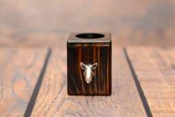 Bull Terrier - Wooden Candlestick With Dog, Souvenir, Decoration, Limited Edition, Collection - thumbnail 1