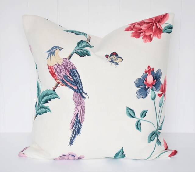 Laura Ashley Elveden Cranberry Cushion Summer Palace Bird Design - image 1