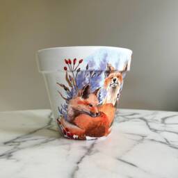 Fox Planter, Gifts, Red Fox Decor, Indoor Planters, Animal Lover Decoupage Pots, Winter Large Gifts - thumbnail 2