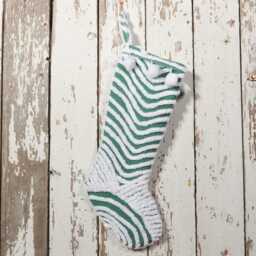 Green & White - Lush & Fluffy Vintage Chenille Christmas Stocking Pom Pom, Flower - thumbnail 3