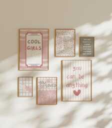 Girls Room Wall Prints, Personalised Set Of 6 Toddler Gift, Playroom Nursery Gallery Posters - thumbnail 1