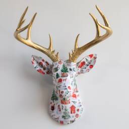 Faux Taxidermy Deer Head Fabric Wall Mount - Decor Cozy Christmas Fad4108/Fad4148 - thumbnail 1