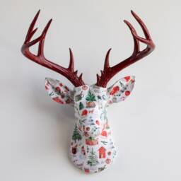 Faux Taxidermy Deer Head Fabric Wall Mount - Decor Cozy Christmas Fad4108/Fad4148 - thumbnail 3