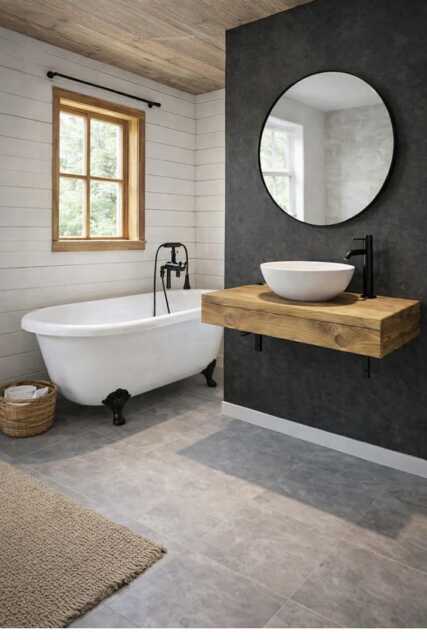 Rustic Wash Stand Shelf With Brackets - image 1