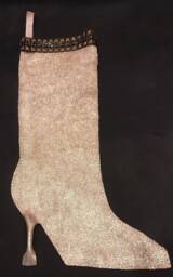 Gold Shimmery Leather Couture Christmas Stocking With Flared High Heel & Bling - thumbnail 1