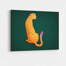 Green Cheetah Print Canvas Wall Art Maximalist Animal Pattern Luxury Bold Statement Decor Living Room Bedroom Office Hanging Cute Artwork