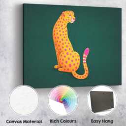 Green Cheetah Print Canvas Wall Art Maximalist Animal Pattern Luxury Bold Statement Decor Living Room Bedroom Office Hanging Cute Artwork - thumbnail 4