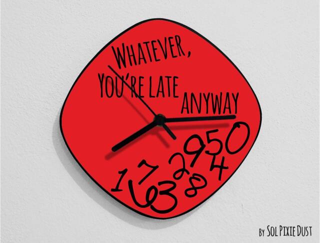 Whatever You're Late Anyway/Oval Red - Wall Clock - image 1
