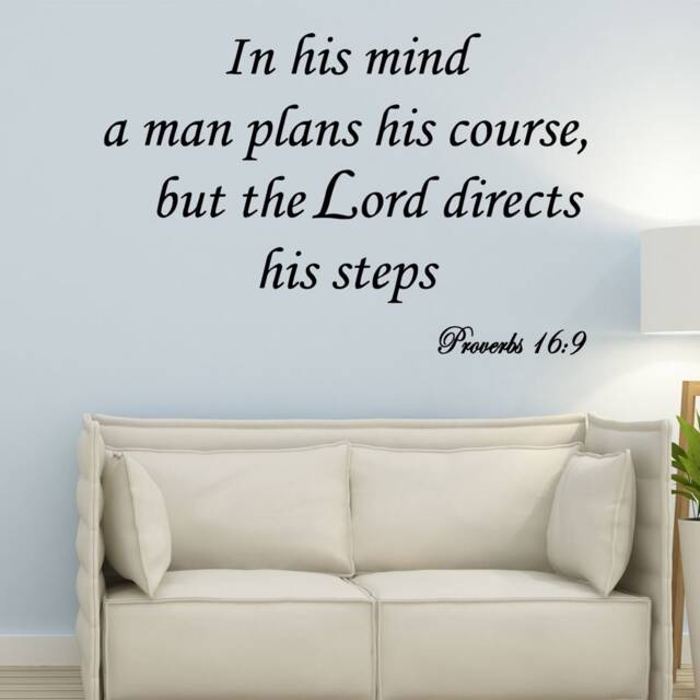 Vwaq in His Mind A Man Plans Course But The Lord Directs Steps Proverbs 169 Bible Wall Art Decal Quotes - image 1