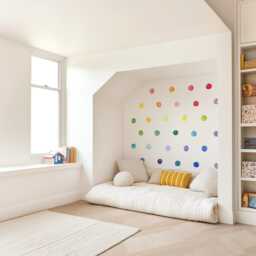Small Rainbow Watercolor Dots - Fabric Wall Decal Color Story Mej - thumbnail 2