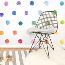 Small Rainbow Watercolor Dots - Fabric Wall Decal Color Story Mej