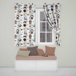 Halloween Vampire Ghost Bat Pumpkin Character Seamless Pattern White Readymade Eyelet Ring Top Thermal 100% Blackout Curtains
