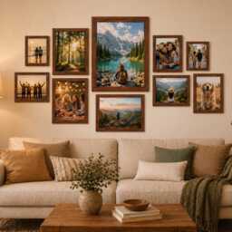 Walnut Photo Frame Poster Picture Frames Gallery Wall Set - 10 Piece Collage Art Display Home Decor Anniversary Gifts - thumbnail 4