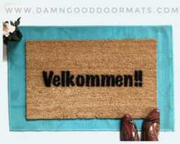 Scandinavian Welcome Doormat Velkommen, Come In, Hygge Design - thumbnail 1