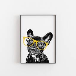 French Bulldog Art Print, Cheeky Dog With Glasses, Personalised Gift - thumbnail 2