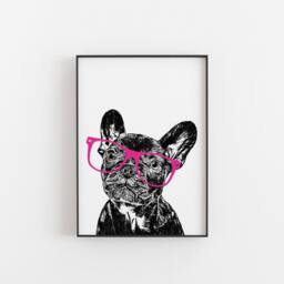 French Bulldog Art Print, Cheeky Dog With Glasses, Personalised Gift - thumbnail 3