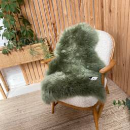 Green Sheepskin Rug, Greens, Soft Green, Hygge, Australian Sheepskin, Chair Cover Ties Bed Throw, Luxury , Amazing Gift - thumbnail 2