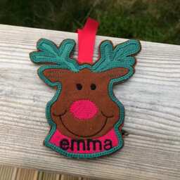 Rudolph Christmas Decoration, Reindeer, Tree Personalised Decoration - thumbnail 2