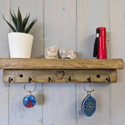 Country Style Key Holder With Hooks For Hallway/Entranceway Kitchen Bedroom Utility - Antique Pine - 0112 - thumbnail 2