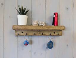 Country Style Key Holder With Hooks For Hallway/Entranceway Kitchen Bedroom Utility - Antique Pine - 0112 - thumbnail 1
