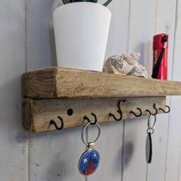 Country Style Key Holder With Hooks For Hallway/Entranceway Kitchen Bedroom Utility - Antique Pine - 0112 - thumbnail 3