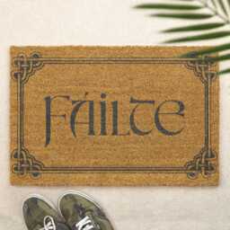 F??ilte Doormat Irish Gaelic Welcome Mat Celtic Inspired Entrance Natural Coir Door For Home, Cottage Or Garden Housewarming Gift