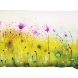 Meadow Flowers Watercolor Cushion, Cushion Cover 40 X 60 cm Made Of Cotton, Green, Purple, Decorative Cushions, Garden Floral - thumbnail 2