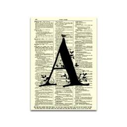 Letter A Monogram With Modern Twist Printed On Dictionary Page From 1897, Art Print, Wall Decor, Housewarming Gift - thumbnail 3
