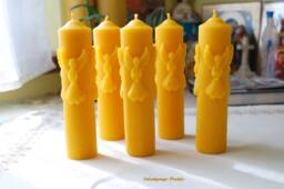 Beeswax Pillars, Pillar Candle, Candles, Baptism Candles With Angels, Catholic - thumbnail 1