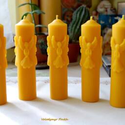Beeswax Pillars, Pillar Candle, Candles, Baptism Candles With Angels, Catholic - thumbnail 3