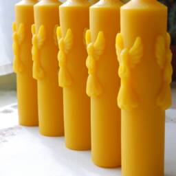 Beeswax Pillars, Pillar Candle, Candles, Baptism Candles With Angels, Catholic - thumbnail 2