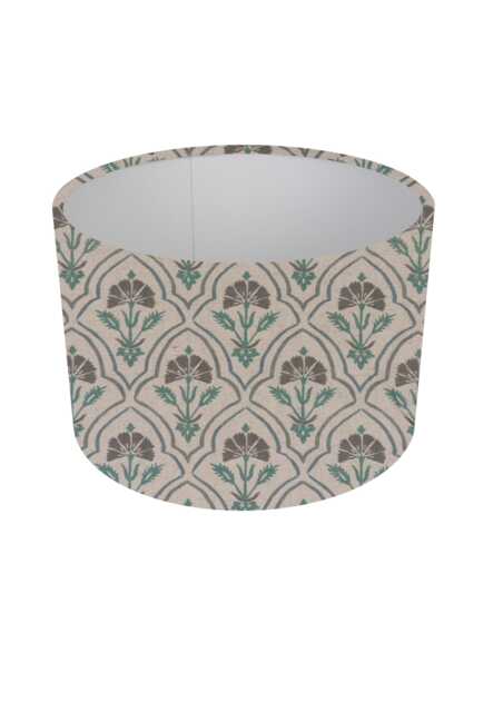 Art Deco Floral Lampshade, Teal & Beige, Handmade in UK - image 1