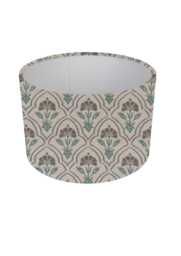 Art Deco Floral Lampshade, Teal & Beige, Handmade in UK - thumbnail 1