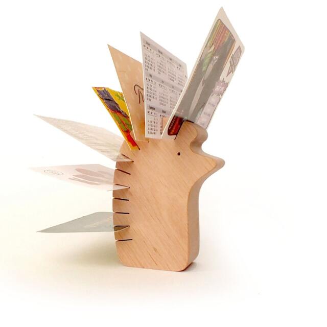 Hedgehog Wooden Desk Organizer Personalized Photo & Card Holder - image 1