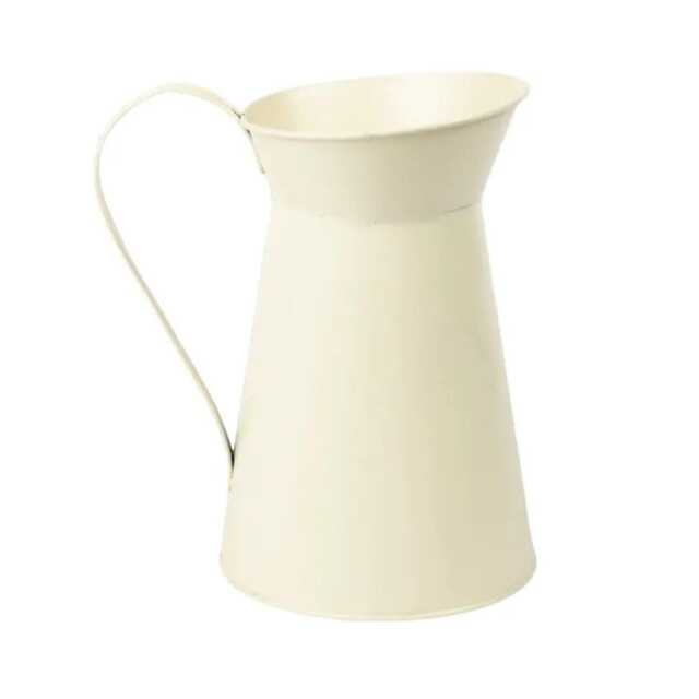Matisse Matt Cream Tin Jug X 24cm - Stylish Artificial Flower Arrangement Vase Gift Craft - image 1