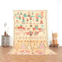 Vintage Boujaad Rug - Moroccan Handmade Wool Boho Berber Carpet 6x10 Ft - thumbnail 1
