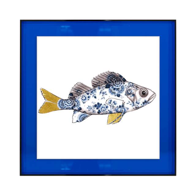 Funky Fish Sea Bass in White - Neon Colored Acrylic Frame - image 1