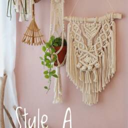 Cotton Macrame Plant Hanger//Bohemian Pot Holder//Hanging Planter//Plant Lover Gift - thumbnail 2
