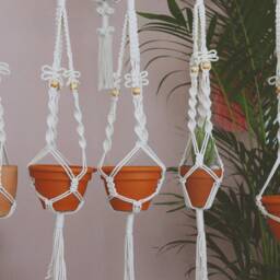 Cotton Macrame Plant Hanger//Bohemian Pot Holder//Hanging Planter//Plant Lover Gift - thumbnail 4
