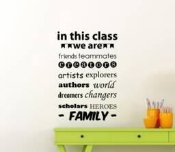 In This Class We Are Family Decal Vinyl Wall Sticker Education Quotes Inspirational Words Print Art Study Learn School Classroom Decor 2Ez
