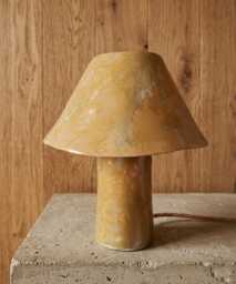 Yellow Ochre Table Lamp, Handmade Ceramic Minimalist Clay Modern Bedside Pottery Lamp 11