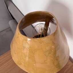 Yellow Ochre Table Lamp, Handmade Ceramic Minimalist Clay Modern Bedside Pottery Lamp 11 - thumbnail 2