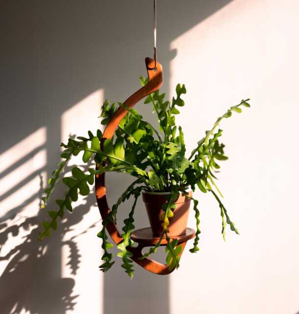 Plant Hanger, Retro, Minimal, Mid-Century Modern, Handmade, Wooden Hanging Plant Shelf - image 1