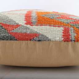 Handwoven Turkish Kilim Pillow Vintage Wool Farmhouse Decor - 18x18 - thumbnail 4
