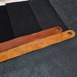 Black Pillow Cover With Cognac Faux Leather Straps - thumbnail 4