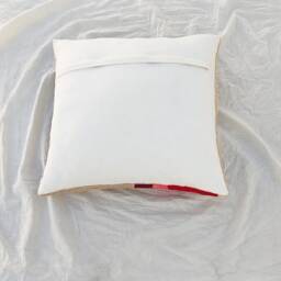 Handmade Crewel Embroidered Pillow Cover Boho Textured Cotton Cushion - 16x16 Inches - thumbnail 4