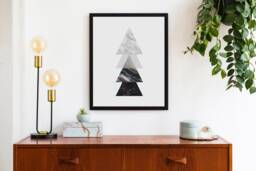 Triangles Art, Geometric Triangles, Modern Poster Print, Abstract Nordic Poster, Marble Wall Decor - thumbnail 1